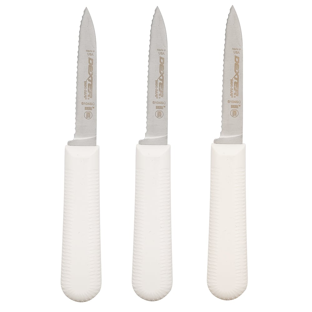 Dexter Russell S104SC-3 SANI-SAFE® 3 1/4" Paring Knife Set w/ Polypropylene White handle, Carbon Steel