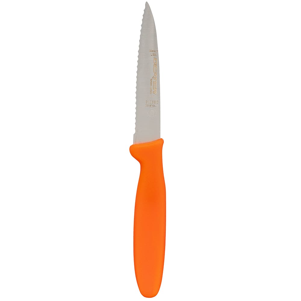 135-15563 SANI-SAFE® 3 1/2" Paring Knife w/ Polypropylene Orange Handle, Carbon Steel