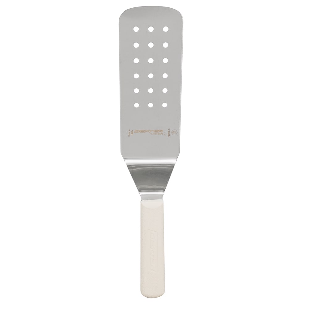 Dexter Russell PS286-8 SANI-SAFE® 8"x 3" Perforated Turner w/ Polypropylene White Handle, Stainless Steel