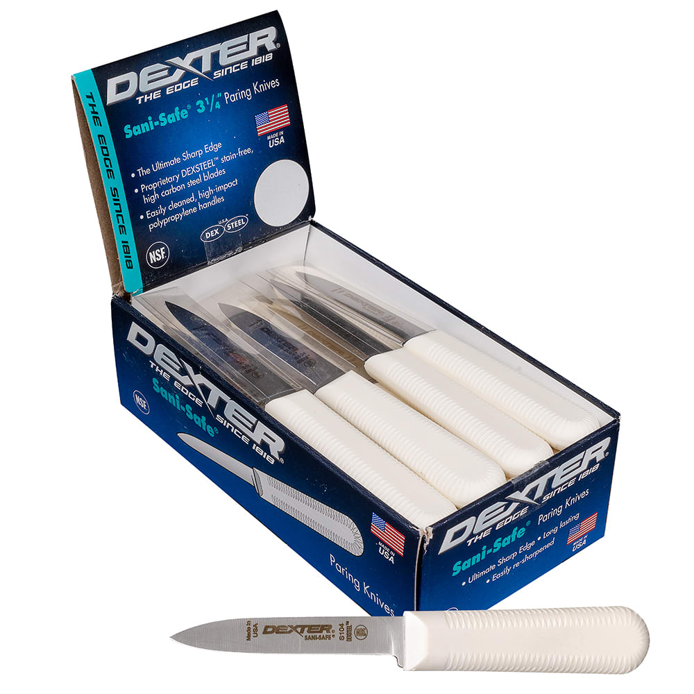 Dexter Russell S104-24 SANI-SAFE® 3 1/4" Paring Knife Set w/ Polypropylene White Handle, Carbon Steel