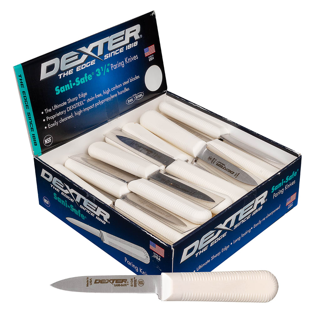 Dexter Russell S104-50 SANI-SAFE® 3 1/4" Paring Knife Set w/ Polypropylene White Handle, Carbon Steel