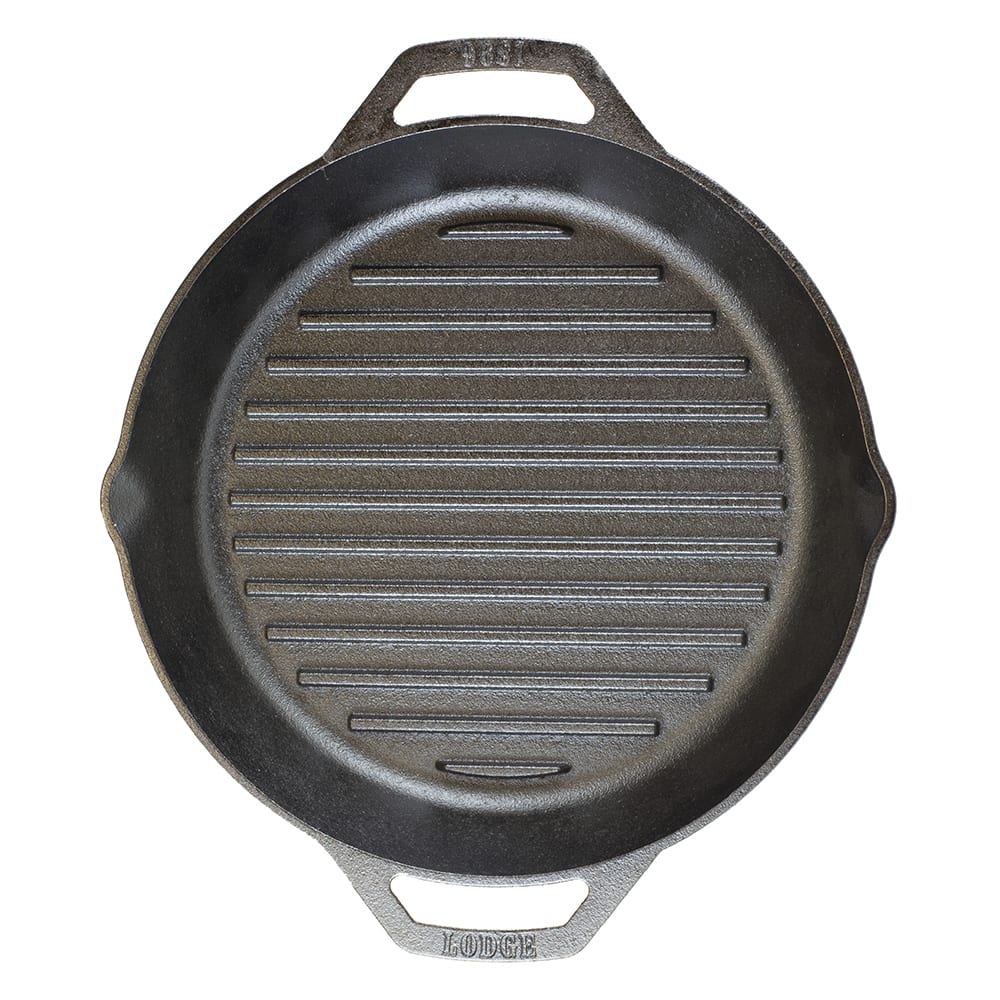 Lodge L10GPL 12" Round Cast Iron Seasoned Grill Pan