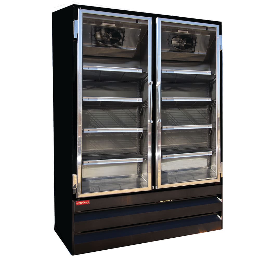 Howard-McCray GF42BM-B-FF-LED 52 1/4" Two Section Display Freezer w/ Swing Doors - Bottom Mount Compressor, Black, 115v