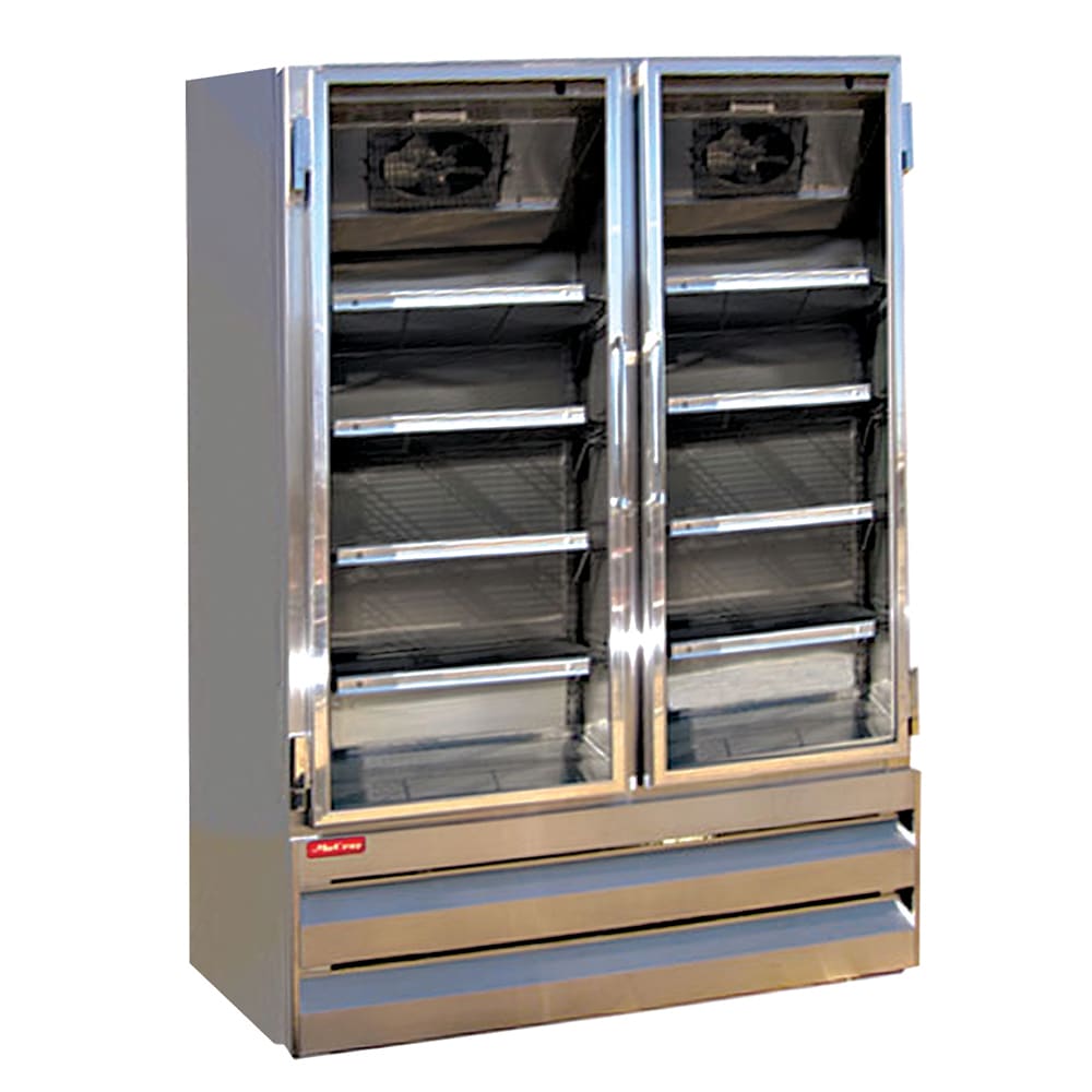 Howard-McCray GF42BM-S-FF-LED 52 1/4" Two Section Display Freezer w/ Swing Doors - Bottom Mount Compressor, Stainless, 115v