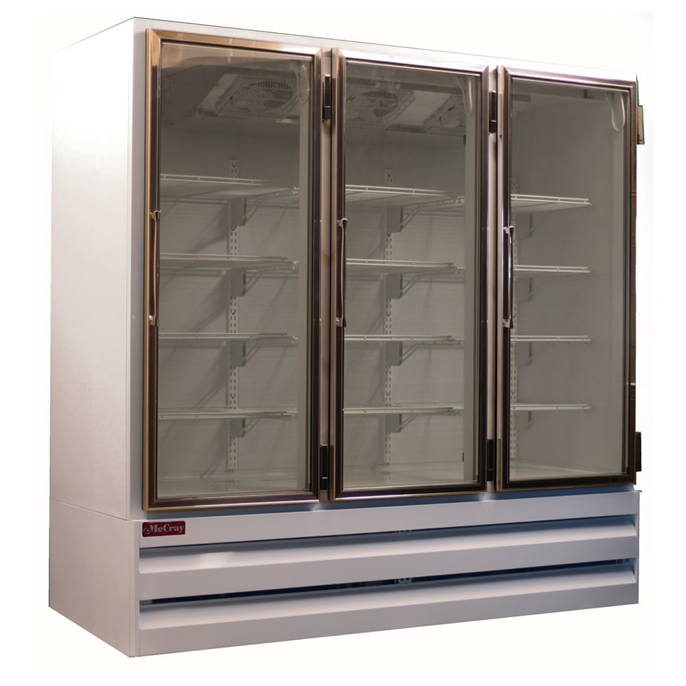Howard-McCray GF65BM-S-FF-LED 78" Three Section Display Freezer w/ Swing Doors - Bottom Mount Compressor, Stainless, 115v