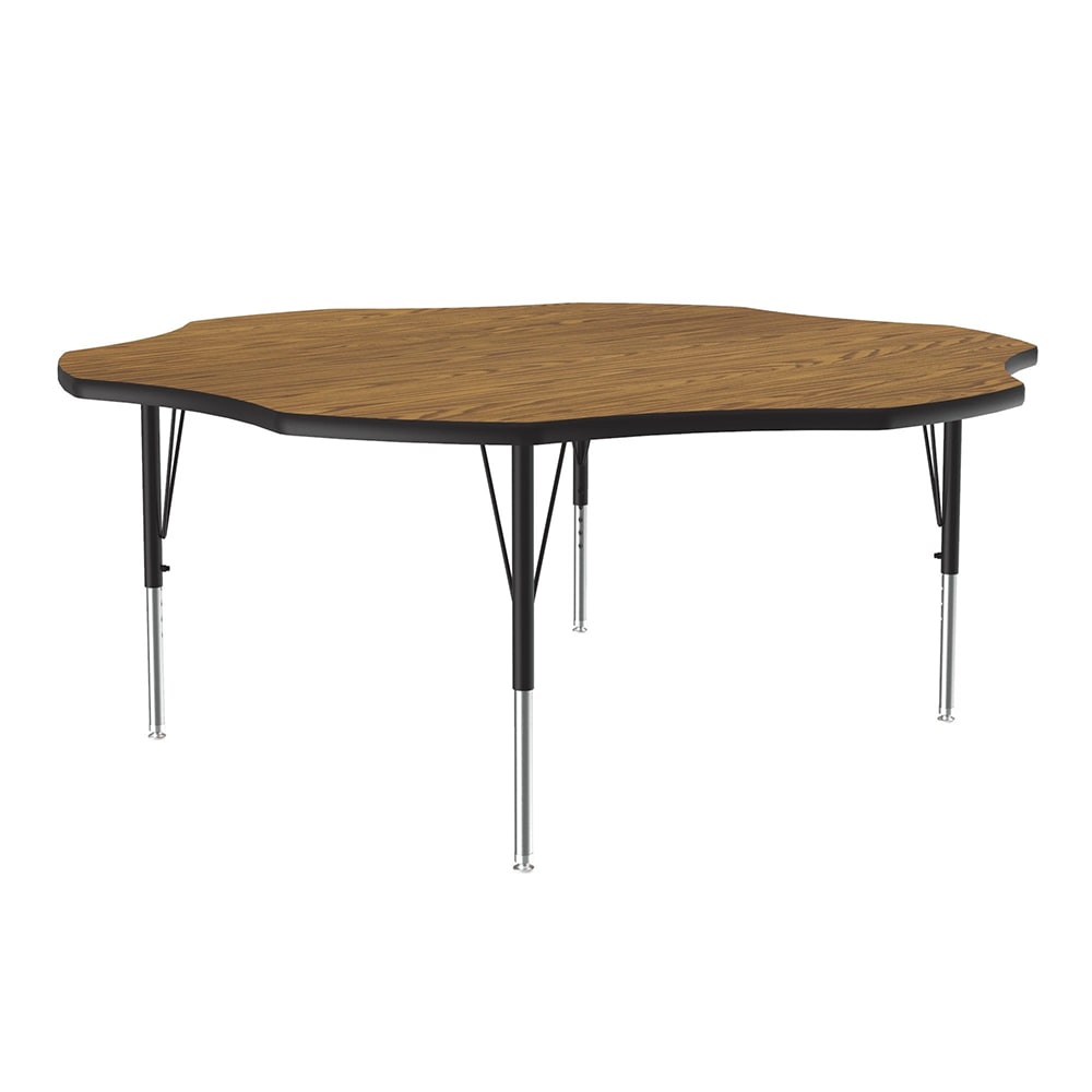 228-A60FLR06 48" Flower Shape Table w/ 1 1/4" High Pressure Top, Oak