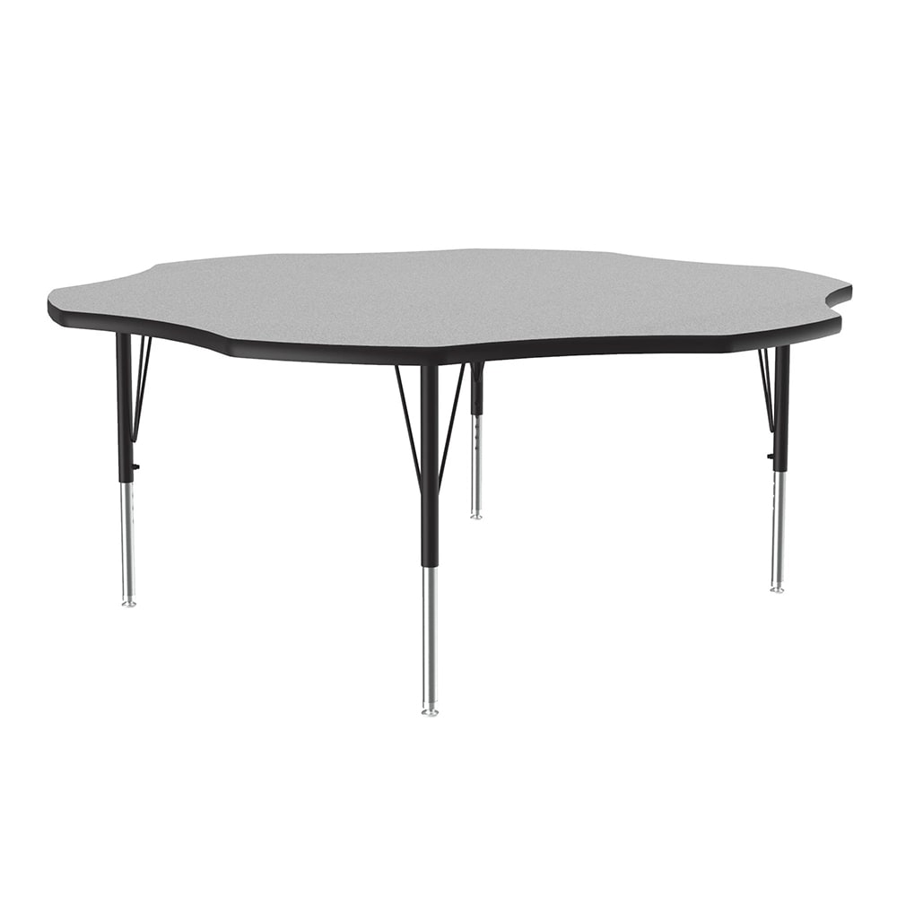 228-A60FLR15 48" Flower Shape Table w/ 1 1/4" High Pressure Top, Gray Granite