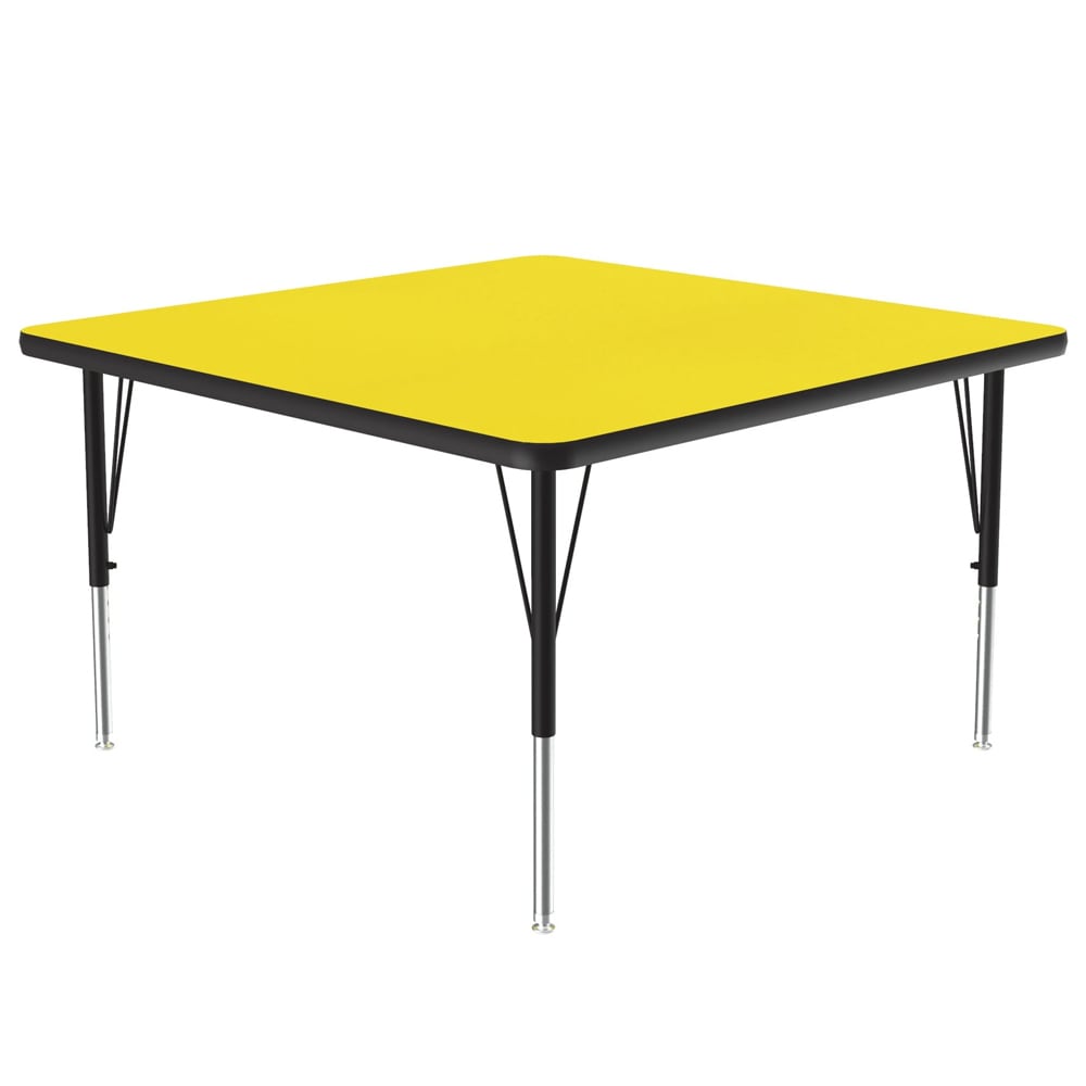 228-A4848SQ38 48" Square Activity Table w/ 1 1/4" High Pressure Top, Yellow