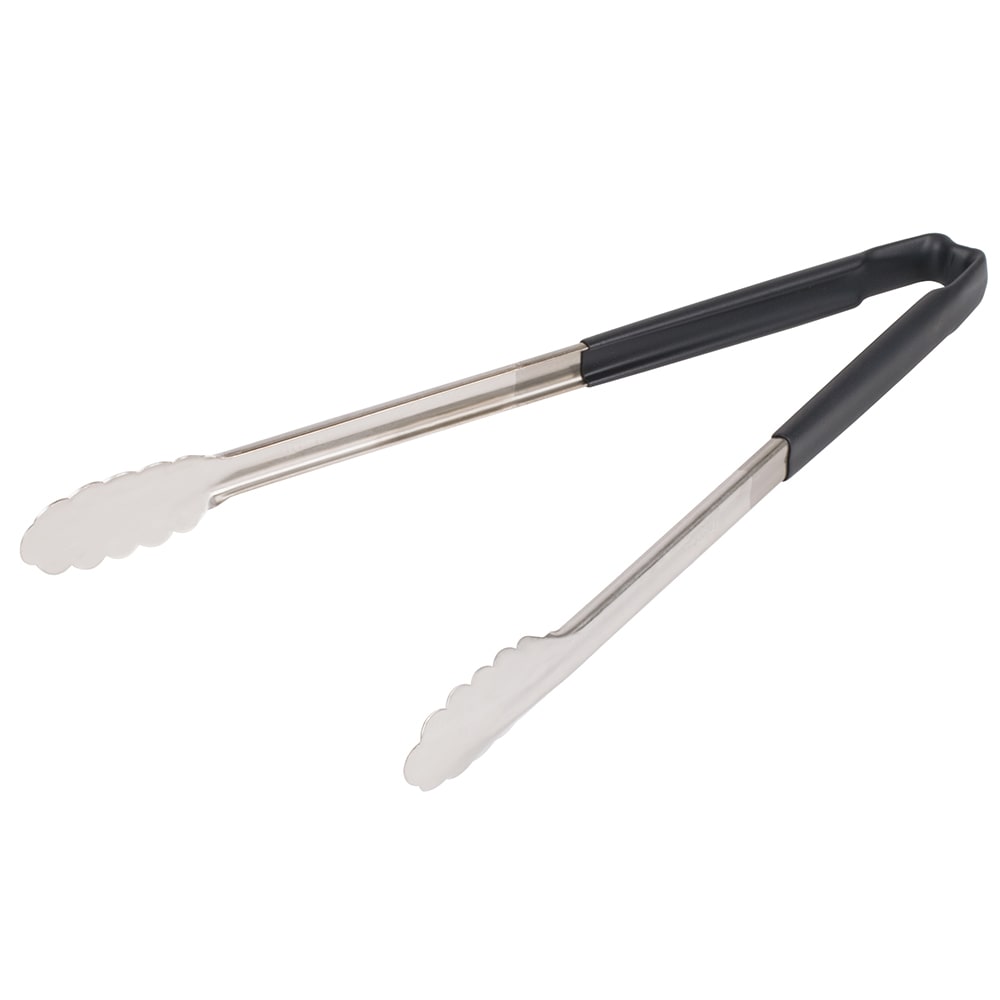 175-4781620 16"L Stainless Steel Utility Tongs - Black
