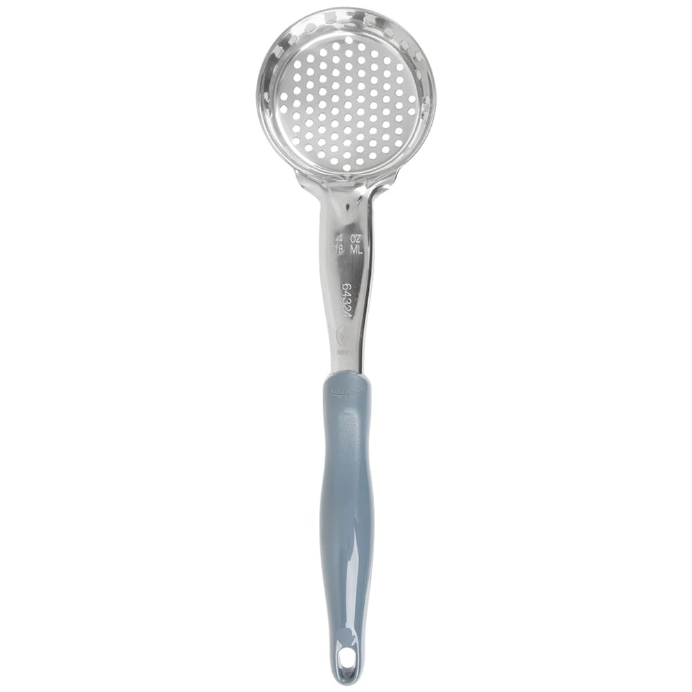 175-6432445 4 oz Round Perforated Spoodle - Gray Nylon Handle, Heavy-Duty, Stainless Steel