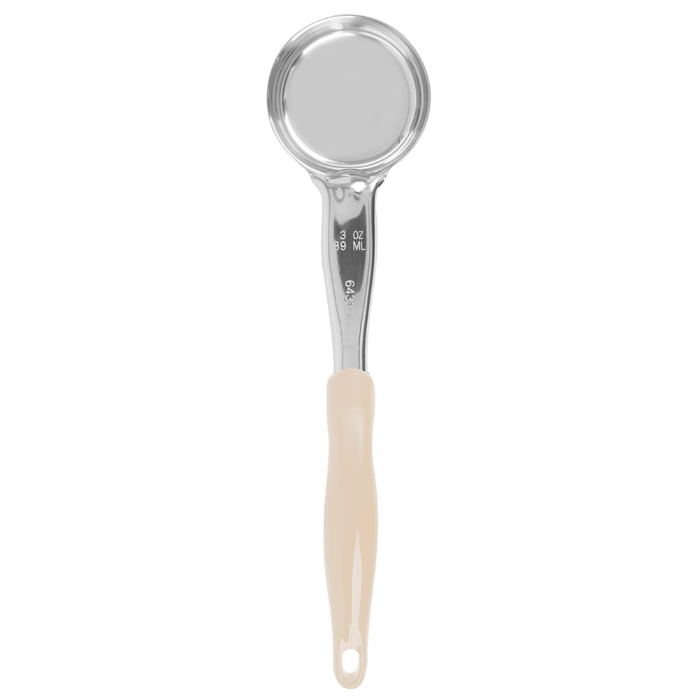 175-6433335 3 oz Round Solid Spoodle - Ivory Nylon Handle, Heavy-Duty, Stainless Steel