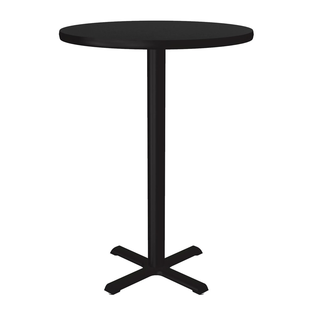 228-BXB30R09 30" Round Bar Height Table - Black Granite Laminate Top, Cast Iron Base