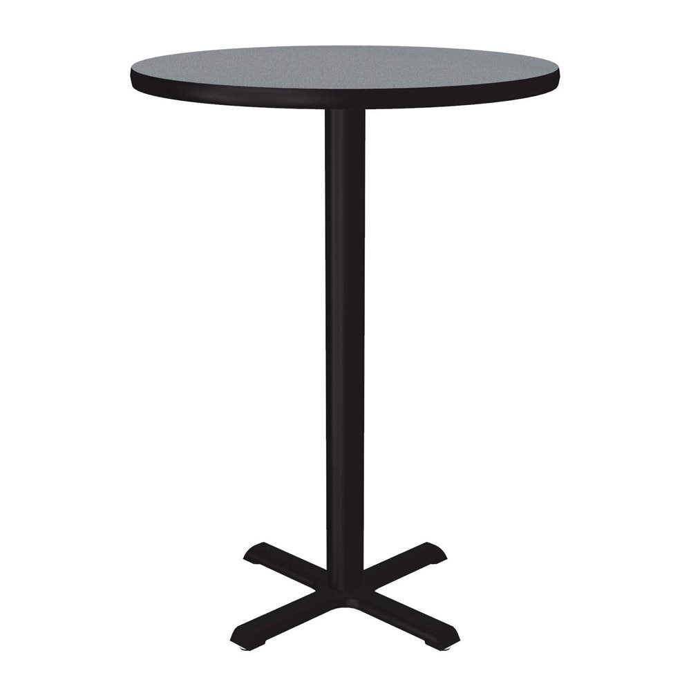 228-BXB30R15 30" Round Bar Height Table - Gray Granite Laminate Top, Cast Iron Base