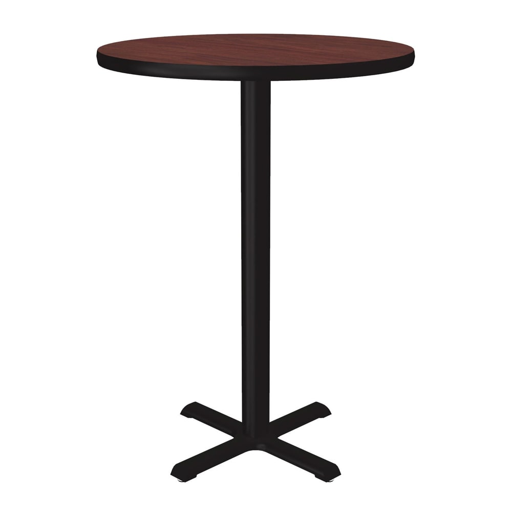 228-BXB30R20 30" Round Bar Height Table - Mahogany Laminate Top, Cast Iron Base