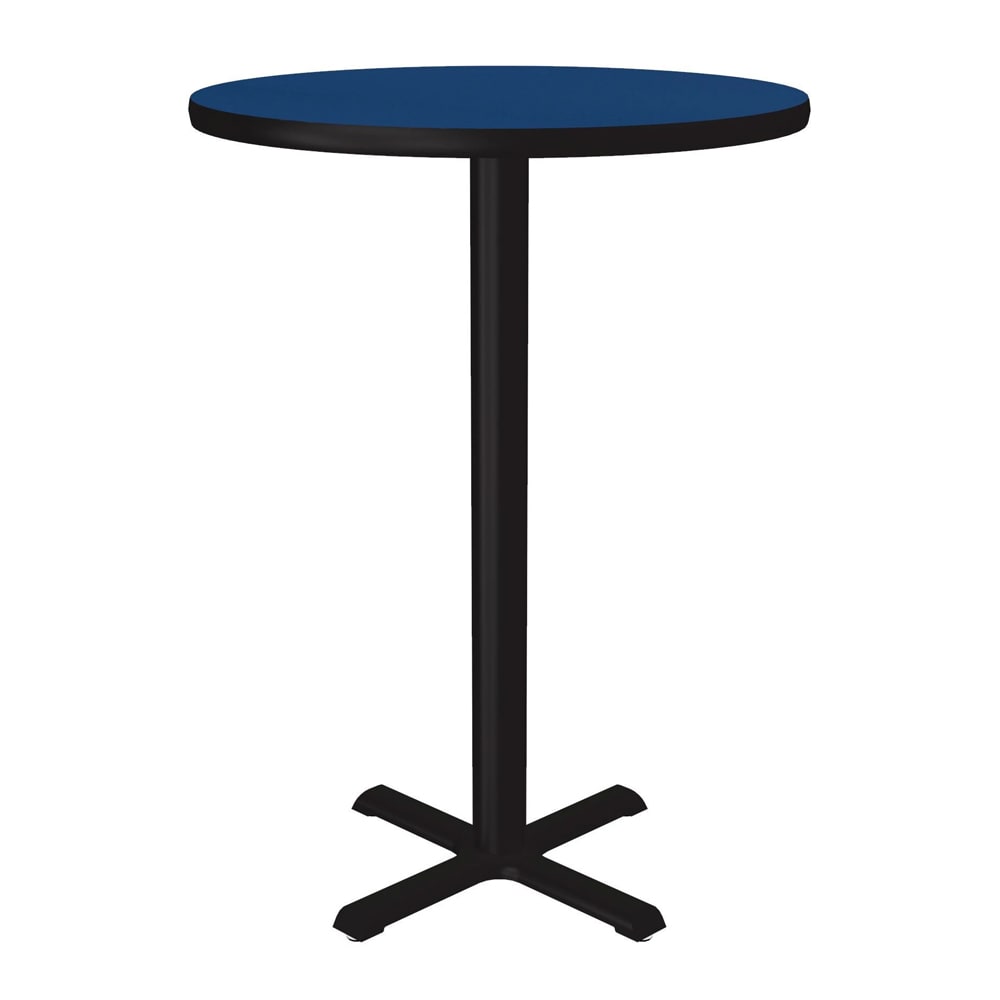 228-BXB30R27 30" Round Bar Height Table - Blue Laminate Top, Cast Iron Base