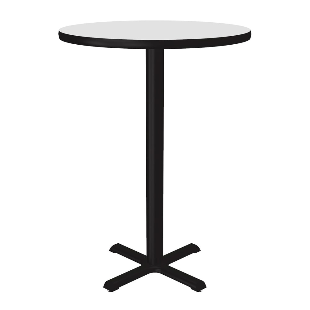 228-BXB30R36 30" Round Bar Height Table - White Laminate Top, Cast Iron Base