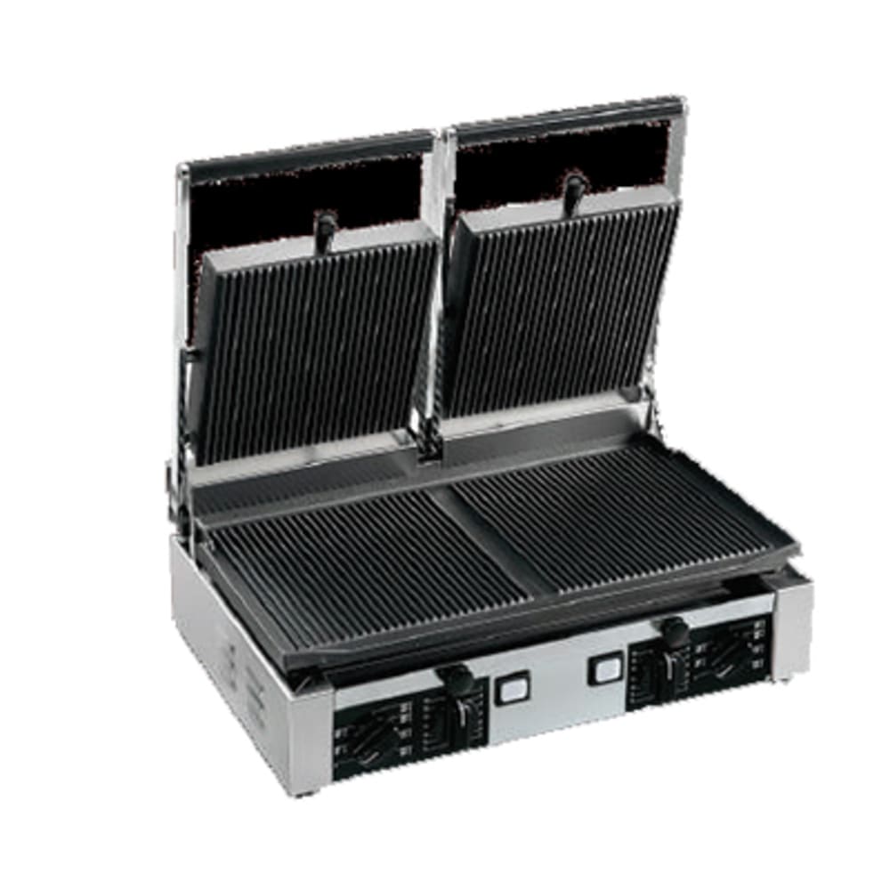 071-PPRESS2R Double Commercial Panini Press w/ Cast Iron Grooved Plates, 220v/1ph