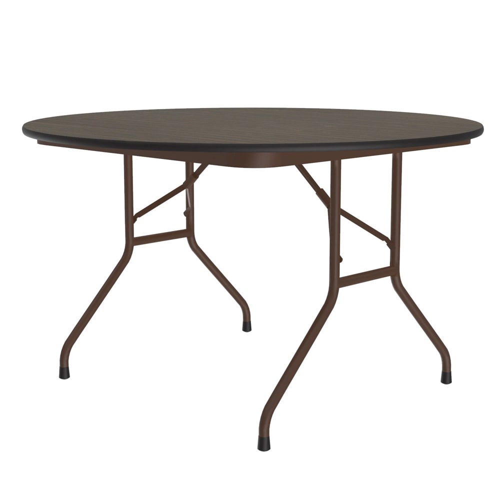 228-CF48MR01 48" Round Folding Table w/ Walnut Melamine Top, 29"H