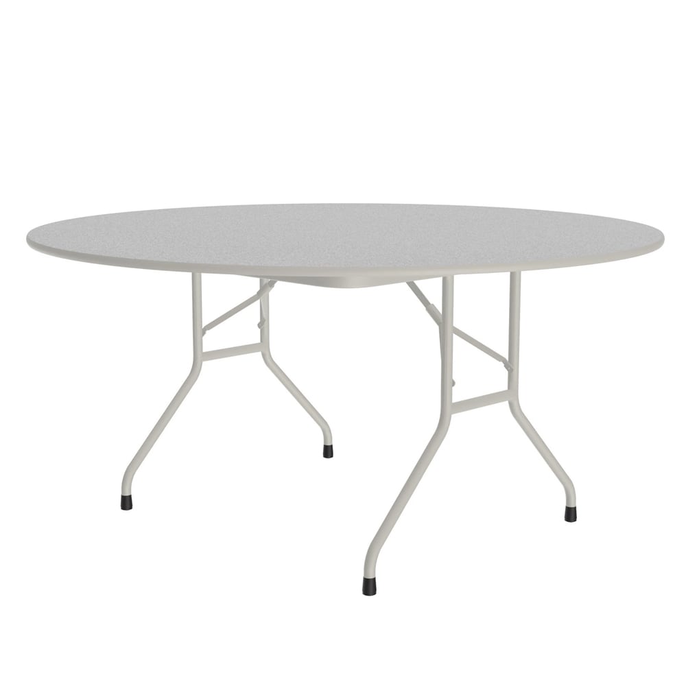 228-CF60MR15 60" Round Folding Table w/ Gray Granite Melamine Top. 29"H