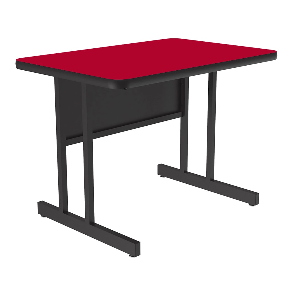 228-CS243625 Rectangular Desk Height Work Station, 36"W x 24"D - Red/Black T-Mold