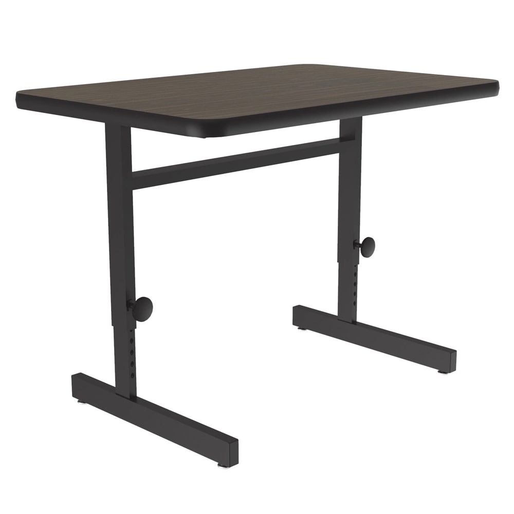 228-CSA243601 Rectangular Adjustable Height Work Station, 36"W x 24"D - Walnut/Black T-...