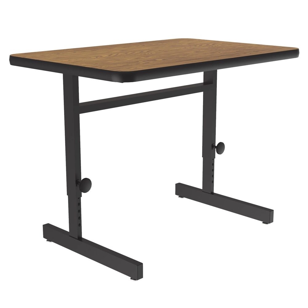 228-CSA243606 Rectangular Adjustable Height Work Station, 36"W x 24"D - Medium Oak/Blac...