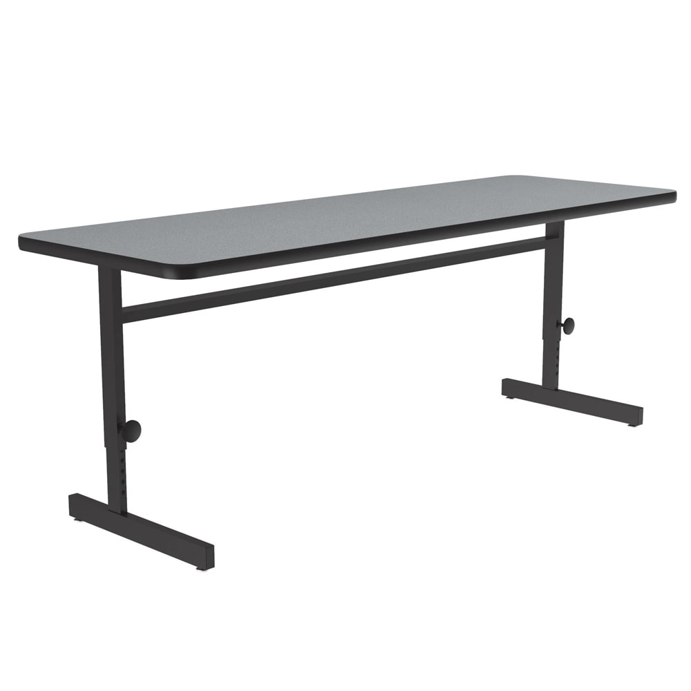 228-CSA247215 Rectangular Adjustable Height Work Station, 72"W x 24"D - Gray Granite/Bl...
