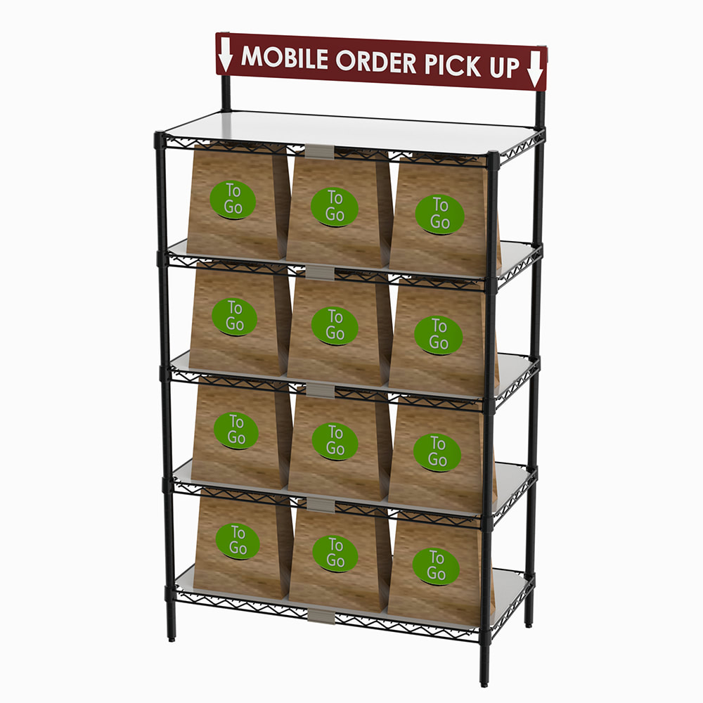 001-CR1836TGSR To Go Order Pick Up Station w/ Sign - 36"W x 18"D x 63"H