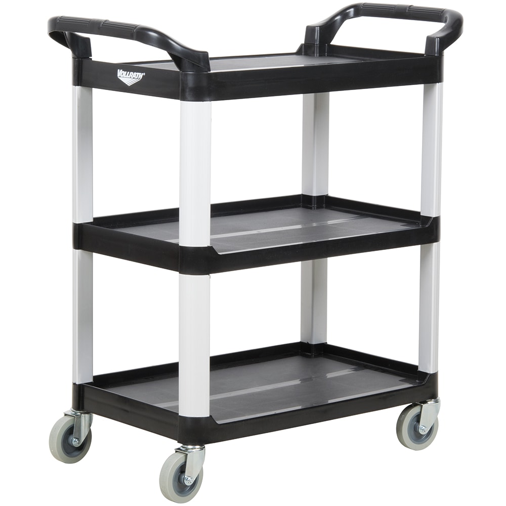 175-97006 3 Level Polymer Utility Cart w/ 300 lb Capacity, Raised Ledges