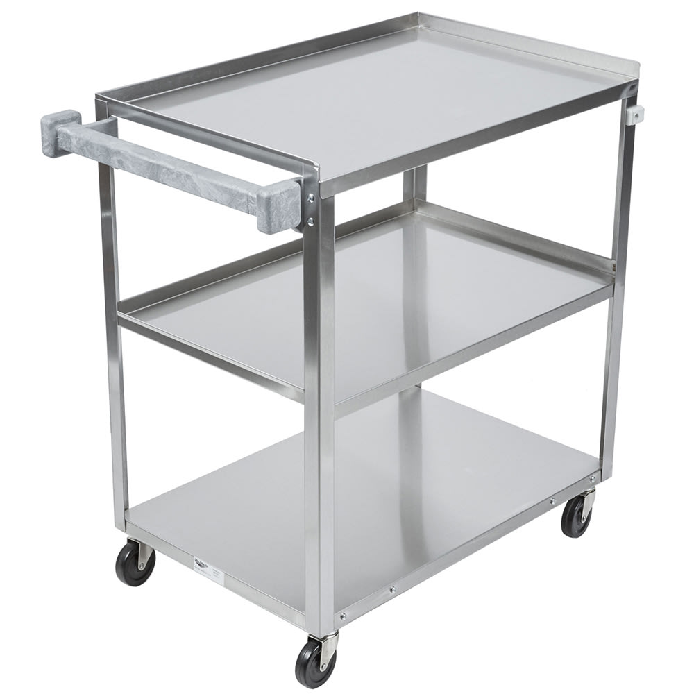 175-97121 3 Level Stainless Utility Cart w/ 300 lb Capacity, Raised Ledges