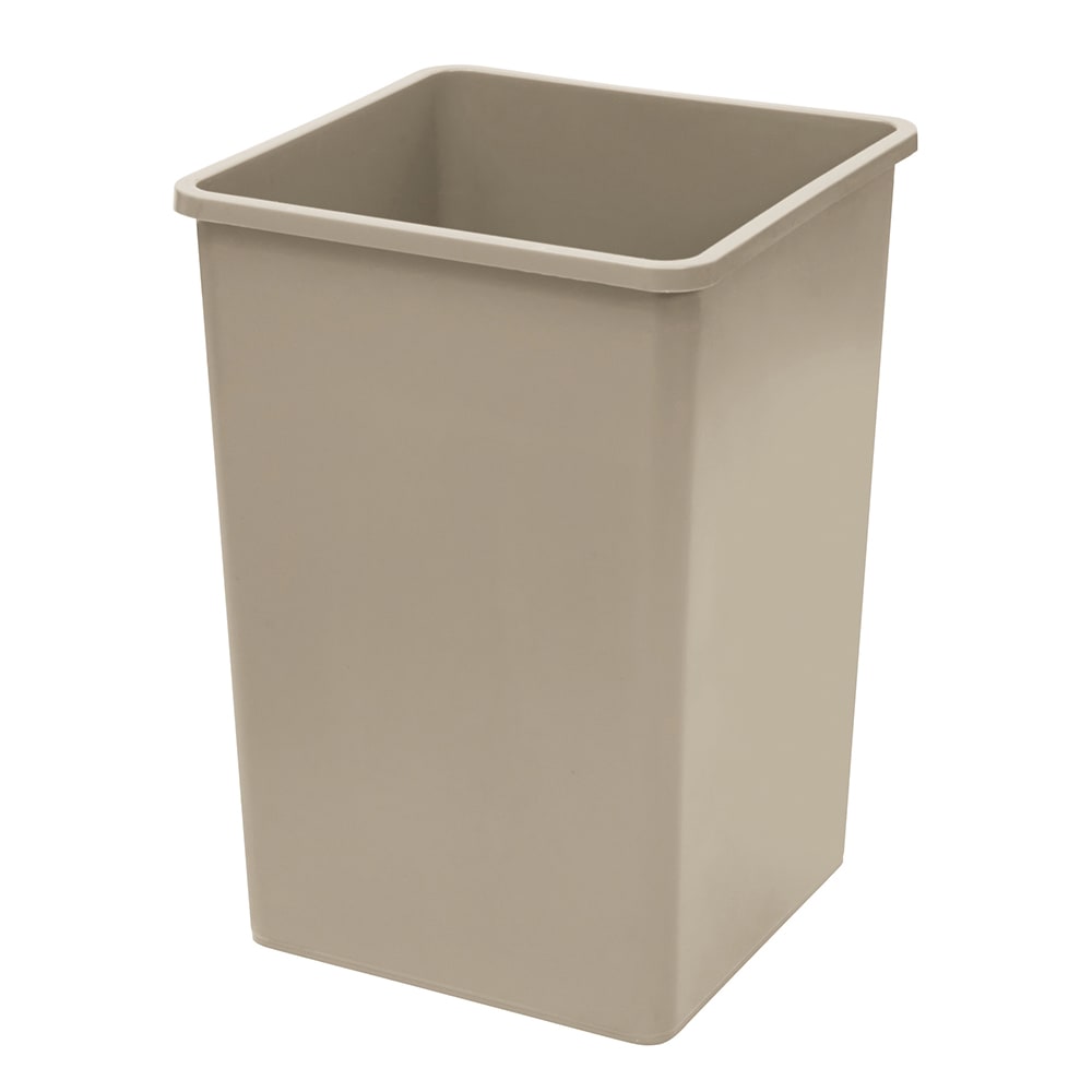 080-PTCS35BE 35 gal Square Trash Can - Plastic, Beige