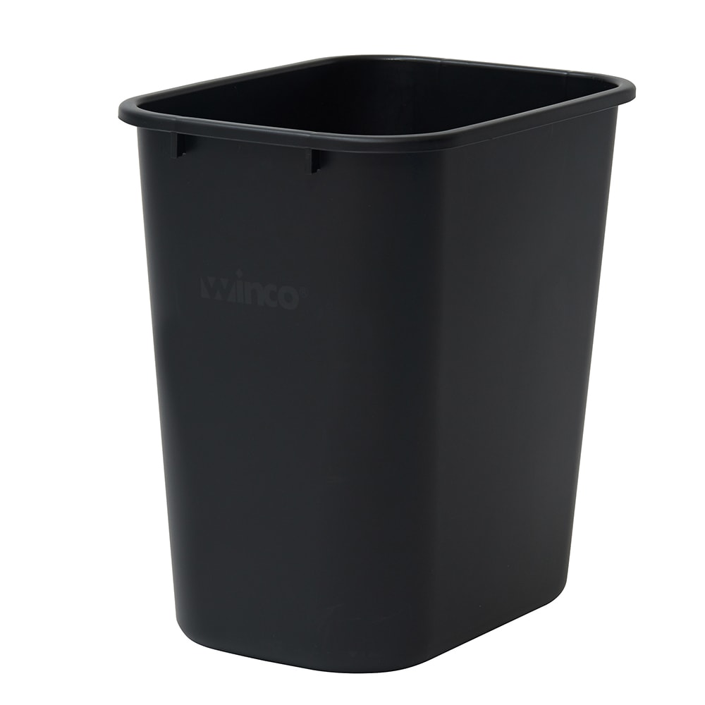 080-PWR28K 28 qt Rectangle Waste Basket - Plastic, Black