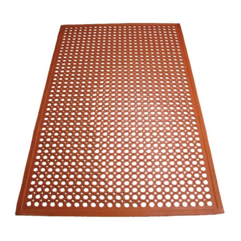 Winco RBM-35R-R Red Rubber Floor Mat, Beveled Edge, Rolled, 3' x 5