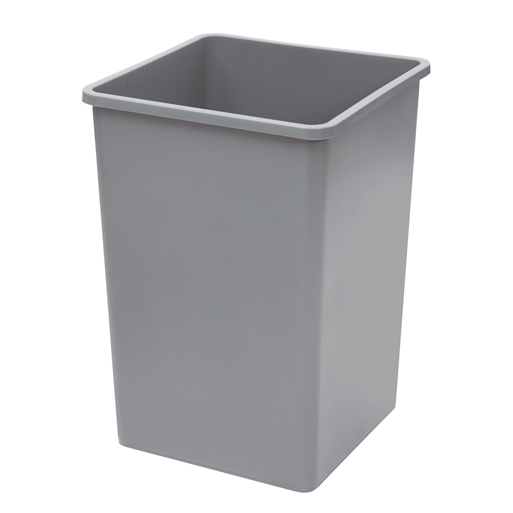 080-PTCS35G 35 gal Square Trash Can - Plastic, Gray