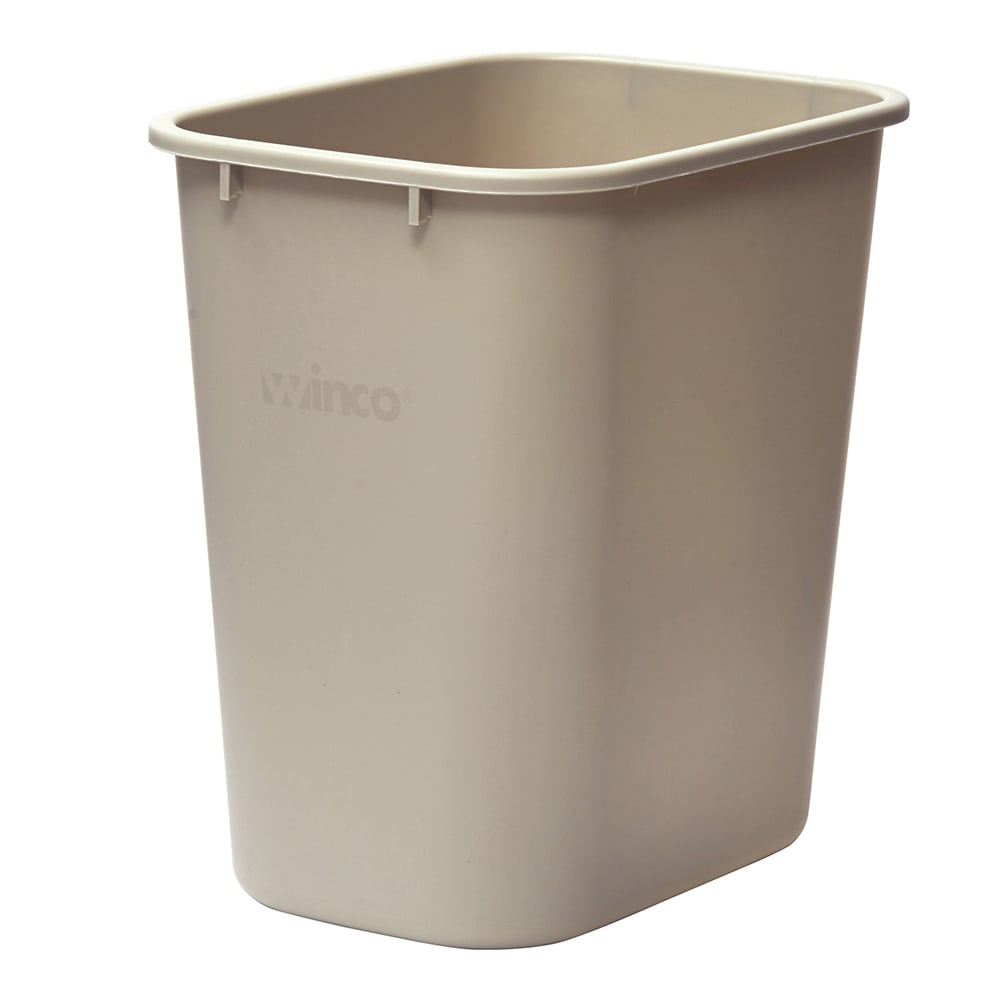 080-PWR28BE 28 qt Rectangle Waste Basket - Plastic, Beige