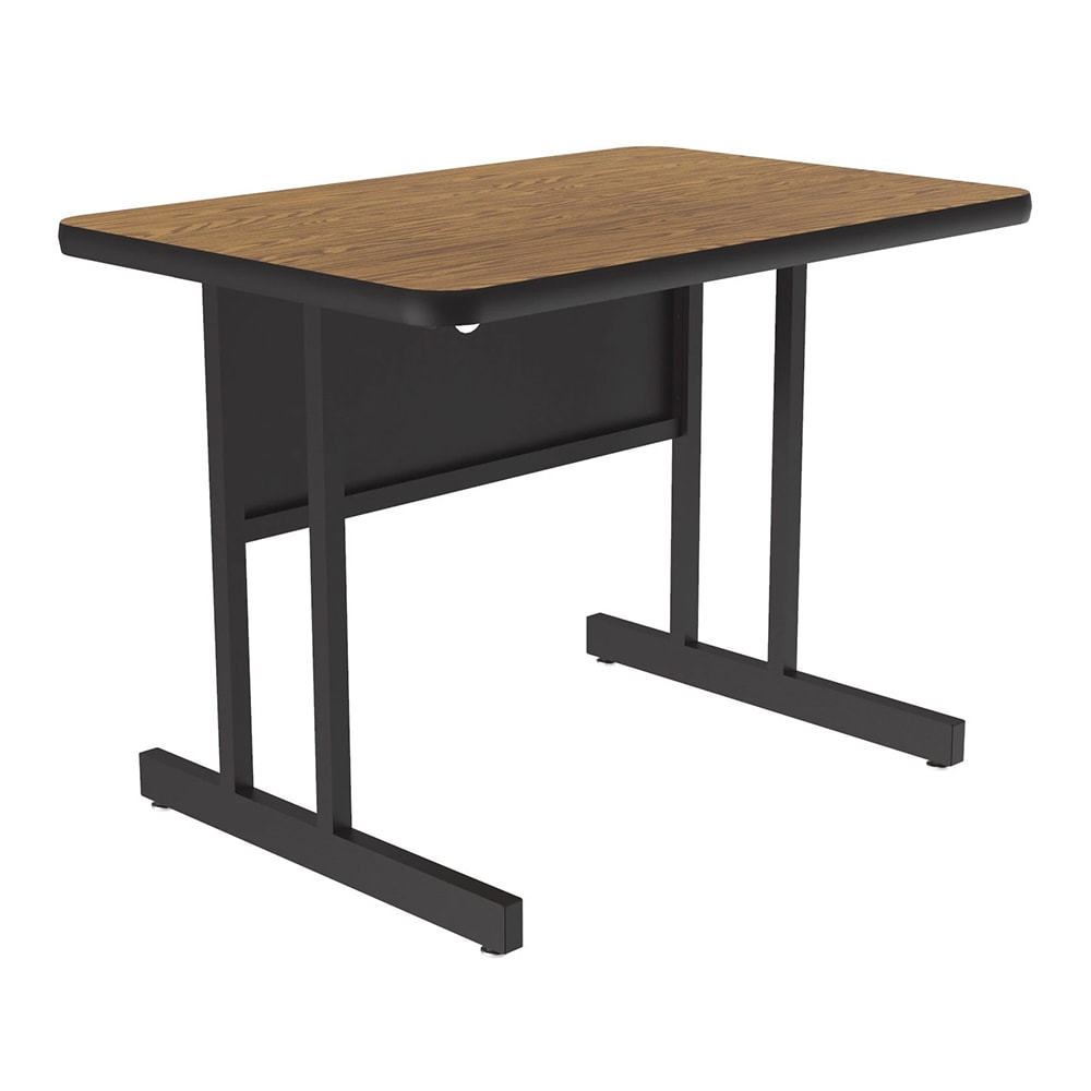228-CS244806 Rectangular Desk Height Work Station, 48"W x 24"D - Medium Oak/Black T-Mol...