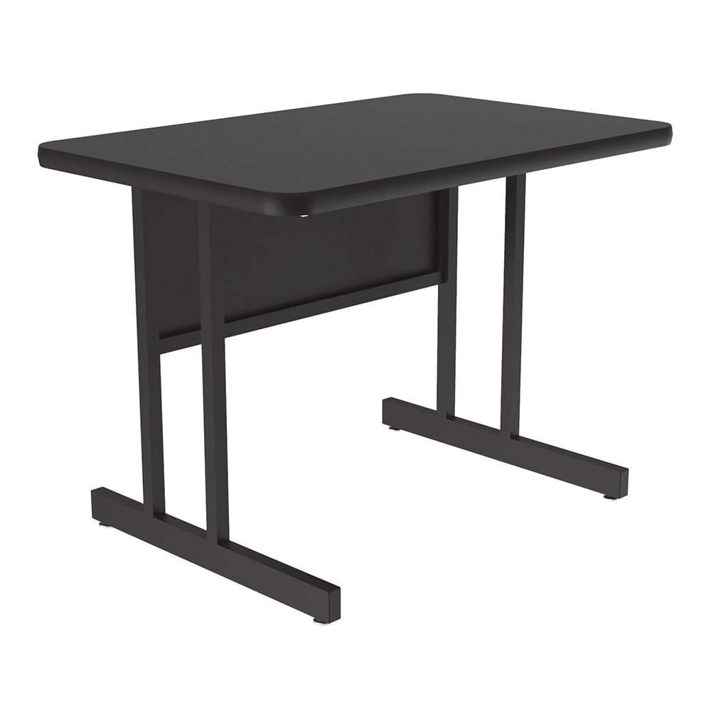 228-CS244807 Rectangular Desk Height Work Station, 48"W x 24"D - Black Granite/Black T-...