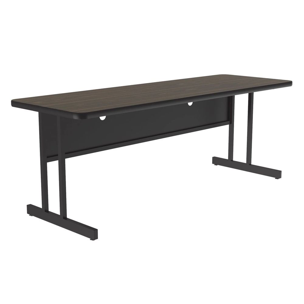 228-CS246001 Rectangular Desk Height Work Station, 60"W x 24"D - Walnut/Black T-Mold