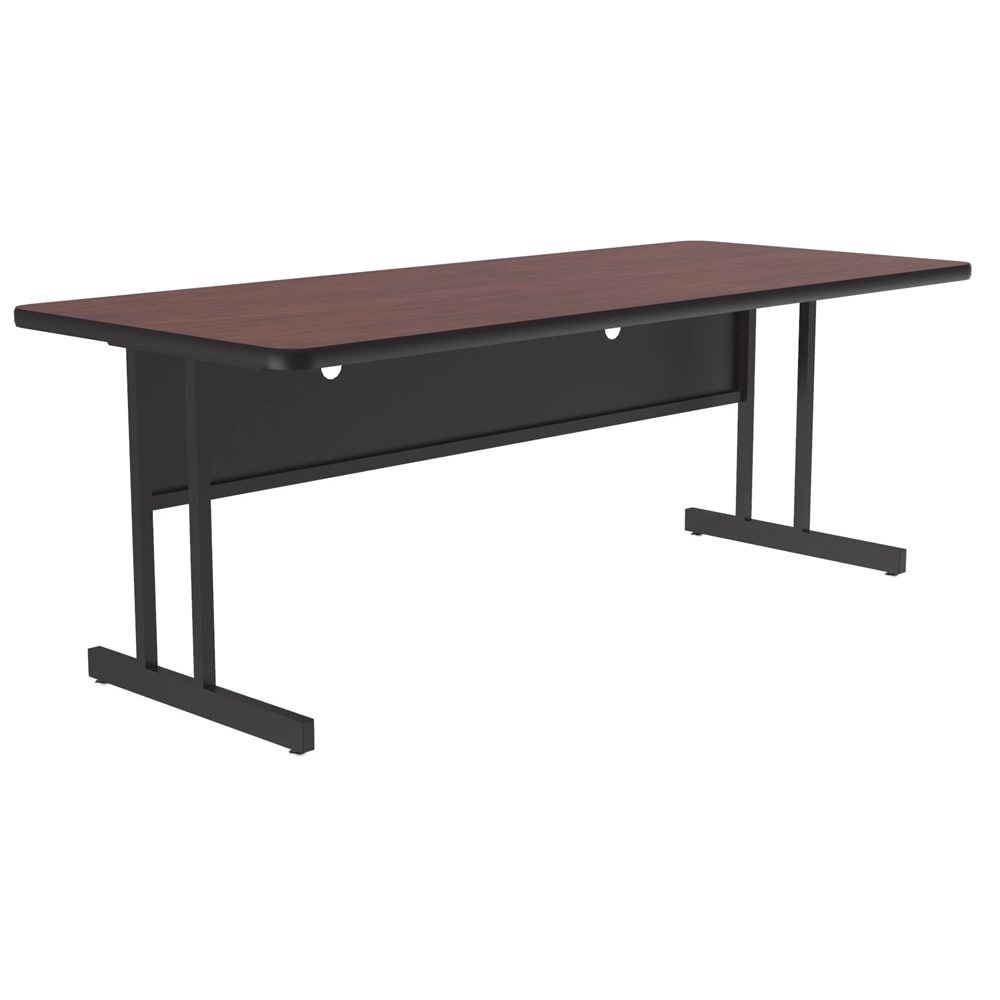 228-CS246020 Rectangular Desk Height Work Station, 60"W x 24"D - Mahogany/Black T-Mold