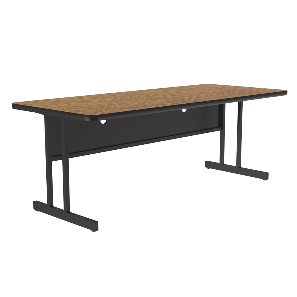 228-CS306006 Rectangular Desk Height Work Station, 60"W x 30"D - Medium Oak/Black T-Mol...
