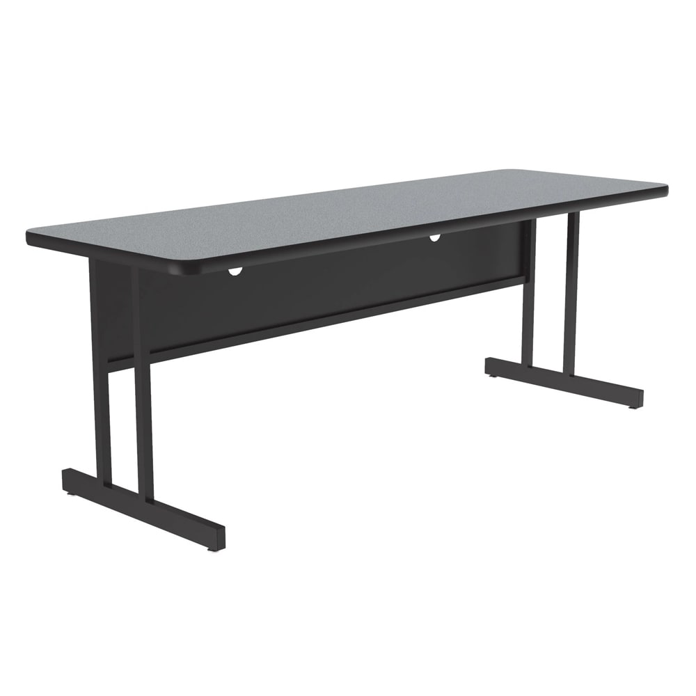 228-CS247215 Rectangular Desk Height Work Station, 72"W x 24"D - Gray Granite/Black T-M...