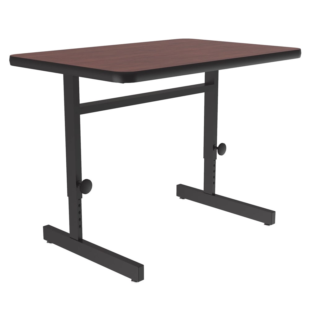 228-CSA244820 Rectangular Adjustable Height Work Station, 48"W x 24"D - Mahogany/Black...