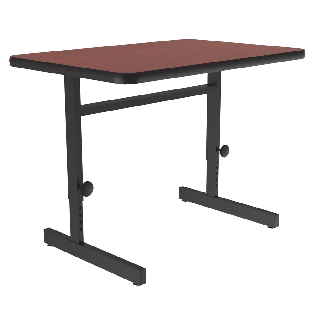 228-CSA244821 Rectangular Adjustable Height Work Station, 48"W x 24"D - Cherry/Black T-...
