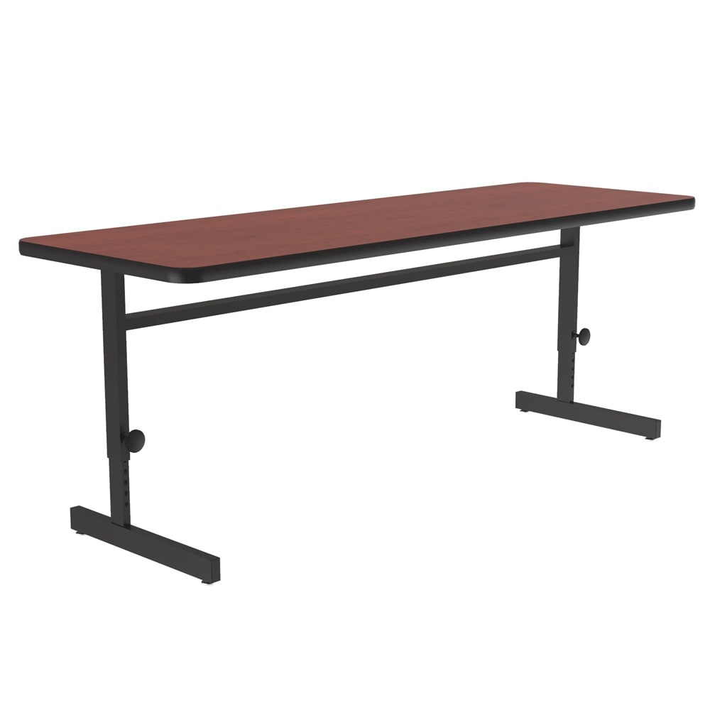 228-CSA247221 Rectangular Adjustable Height Work Station, 72"W x 24"D - Cherry/Black T-...