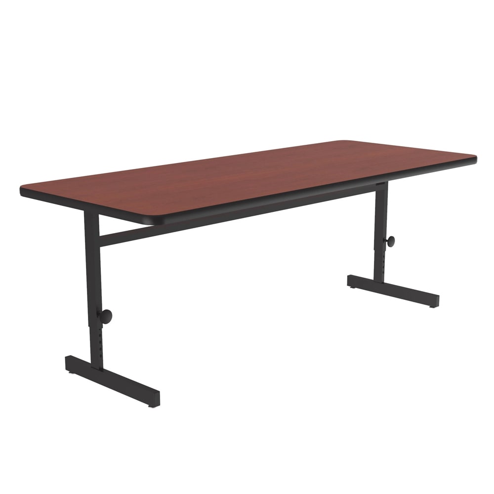 228-CSA307221 Rectangular Adjustable Height Work Station, 72"W x 30"D - Cherry/Black T-...