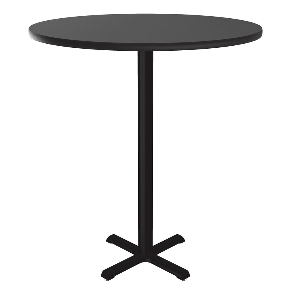 228-BXB36R09 36" Round Bar Height Table - Black Granite Laminate Top, Cast Iron Base
