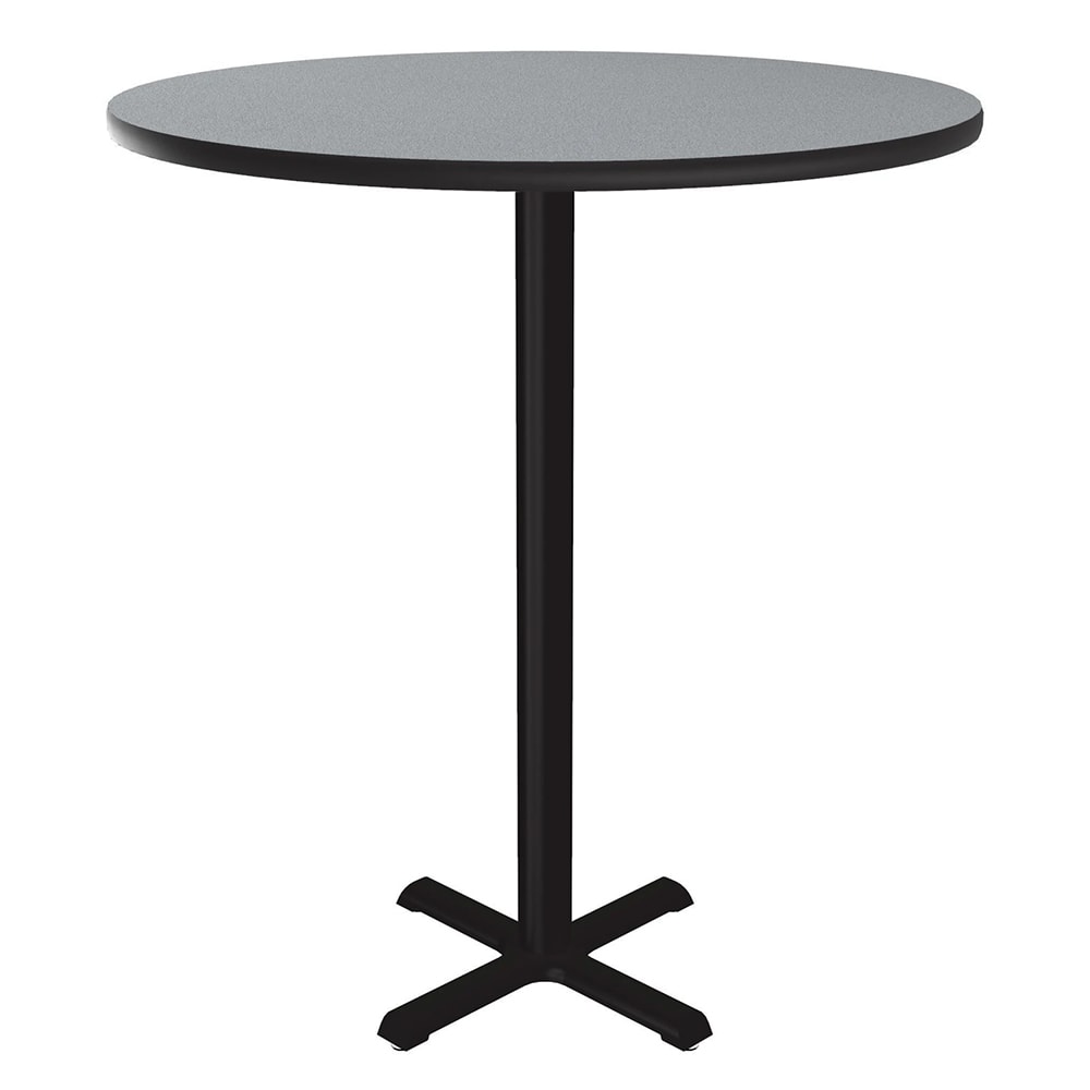 228-BXB36R15 36" Round Bar Height Table - Gray Granite Laminate Top, Cast Iron Base