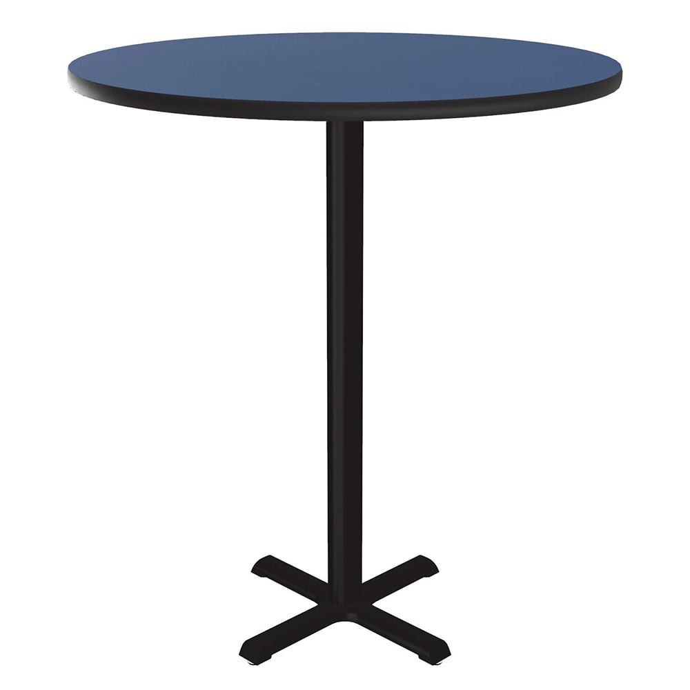 228-BXB36R27 36" Round Bar Height Table - Blue Laminate Top, Cast Iron Base