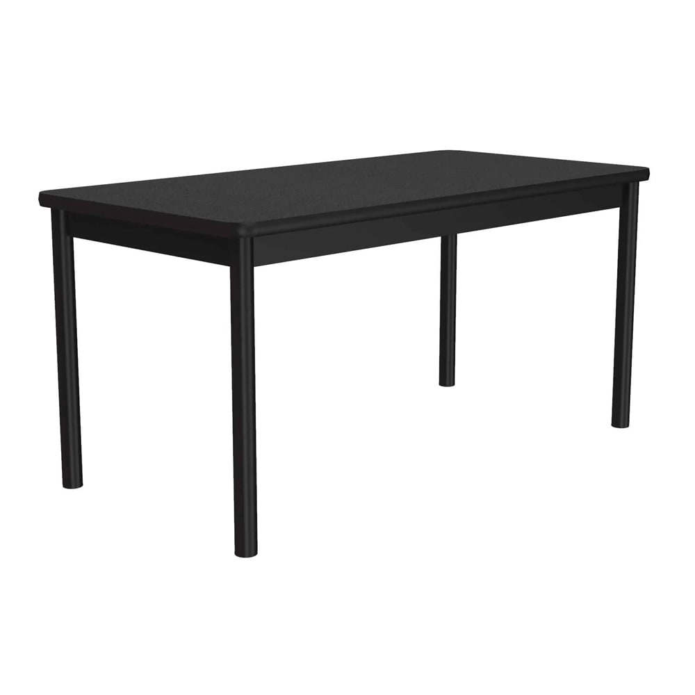 228-LR307207 Economical Library Table Wear Resistant Surface T Mold Edge 30x72" Black Granit...