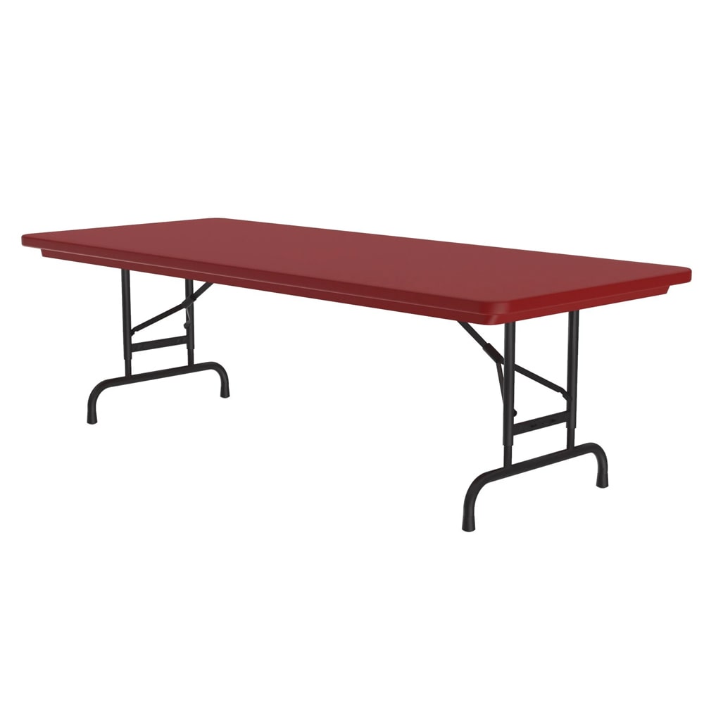 228-RA307225 72" R-Series Rectangular Folding Table w/ Red Plastic Top, 32"H